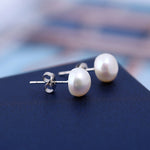 FLDZ  925 Silver Natural Freshwater Pearl Stud Earrings