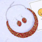 Crystal inlay necklace earrings Jewelry Sets