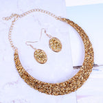 Crystal inlay necklace earrings Jewelry Sets