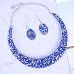 Crystal inlay necklace earrings Jewelry Sets