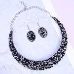 Crystal inlay necklace earrings Jewelry Sets