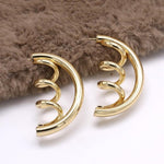 FLDZ New Indented Gold Silver Stud Earring