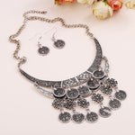 FLDZ Retro Gold Silver Turquoise Decorat Necklace