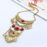 FLDZ Retro Gold Silver Turquoise Decorat Necklace