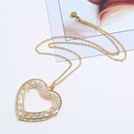 FLDZ   popular new heart-shaped hollow crystal pendant metal necklace