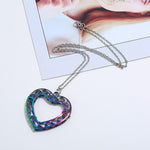 FLDZ   popular new heart-shaped hollow crystal pendant metal necklace