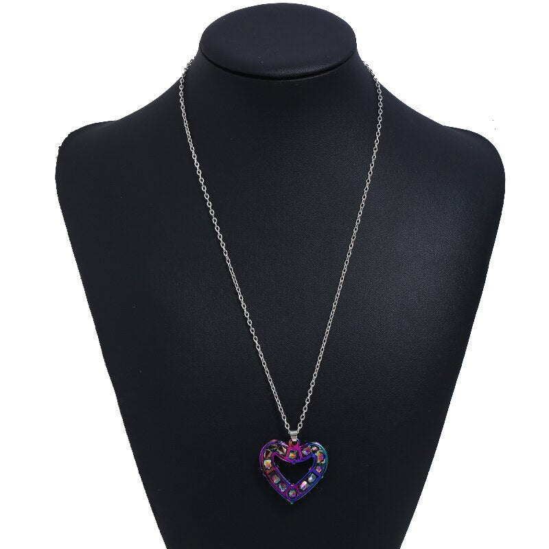 FLDZ Fashion hot new heart shape 2 color metal crystal necklace