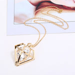 FLDZ European and American fashion pop crystal pendant light gold blue white gold 3 color metal necklace