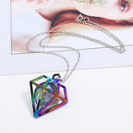 FLDZ European and American fashion pop crystal pendant light gold blue white gold 3 color metal necklace
