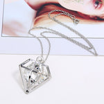 FLDZ European and American fashion pop crystal pendant light gold blue white gold 3 color metal necklace