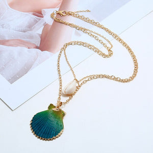 FLDZ Summer Fashion Jewelry Colored Seashell Pendant Metal Necklace