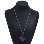 FLDZ  New fashion square solid crystal pendant metal necklace