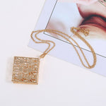 FLDZ  New fashion square solid crystal pendant metal necklace