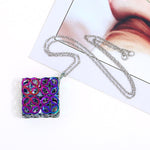 FLDZ  New fashion square solid crystal pendant metal necklace