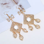 FLDZ 2018 New Rhinestone Geometric Hanging Drop Earrings