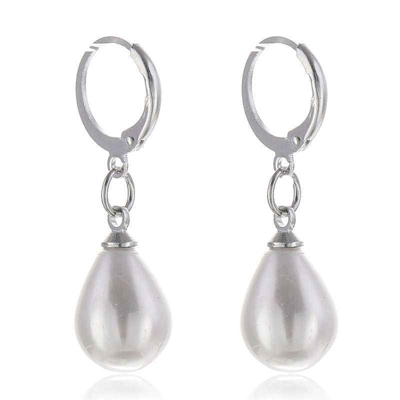 FLDZ New jewelry drop shape pearl plated silver earring