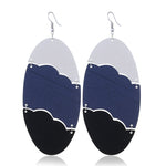 FLDZ   2018 New 6-color oval shape 3 color metal wood earrings