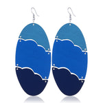 FLDZ   2018 New 6-color oval shape 3 color metal wood earrings