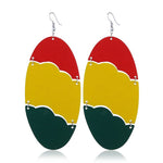FLDZ   2018 New 6-color oval shape 3 color metal wood earrings