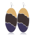 FLDZ   2018 New 6-color oval shape 3 color metal wood earrings
