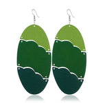 FLDZ   2018 New 6-color oval shape 3 color metal wood earrings