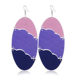 FLDZ   2018 New 6-color oval shape 3 color metal wood earrings