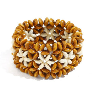 FLDZ Vintage Bohemian Wood Beads Elastic Charm Bracelet