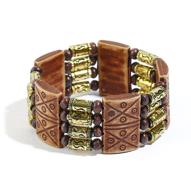 FLDZ Fashion Vintage Wooden Elastic Bracelet