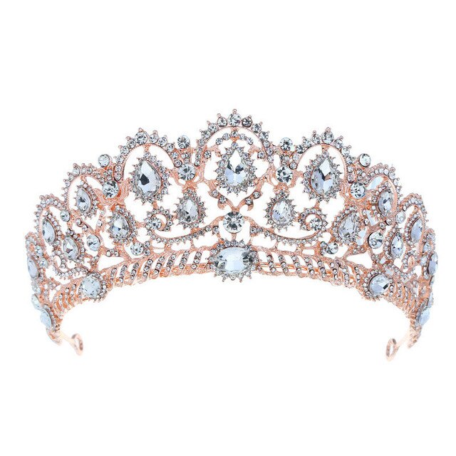 FLDZ 2019 Delicate Pearl Bridal Wedding Gold Crown Bride Head