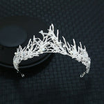 FLDZ 2019 Delicate Leaf Bridal Wedding Silver Crown Bride Head