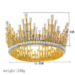 FLDZ 2019 Bridal Wedding Big Crystal Gold Crown Bride Head