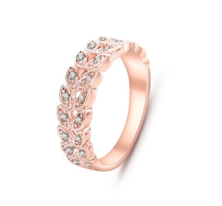 High quality gold simple classical crystal wedding ring