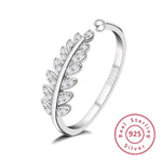2019 Women's Fashion Leaf Jewelry Rhodium Plated 925 Sterling Silver Rings