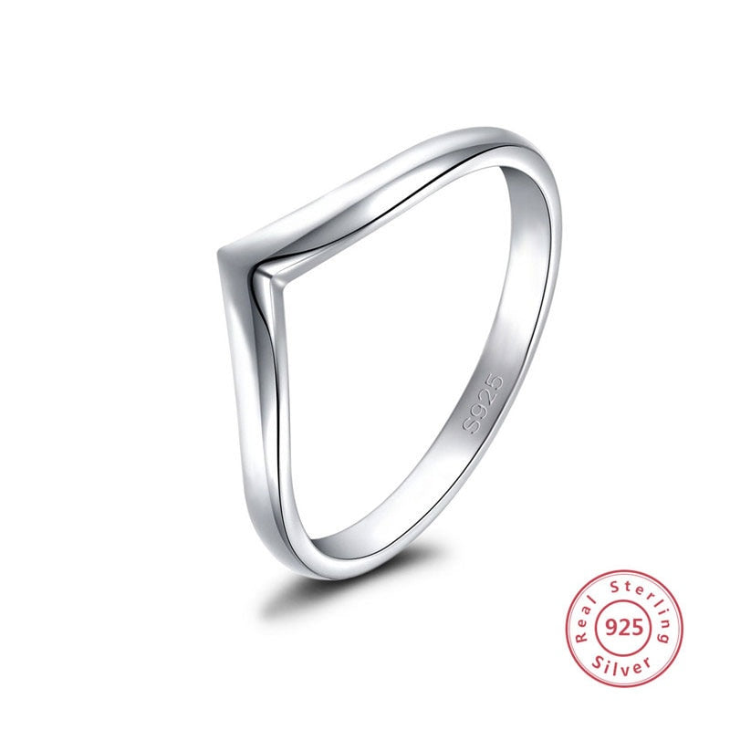 2019 Women's Simple Design V Shaped Ring White Gold