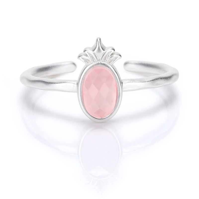 3 color Natural Rose quatz Open Rings